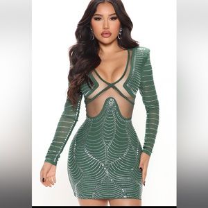 Emeralds rhinestone Fashion Nova dress